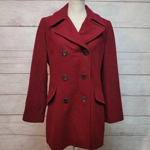 Calvin Klein Red Wool Pea Coat